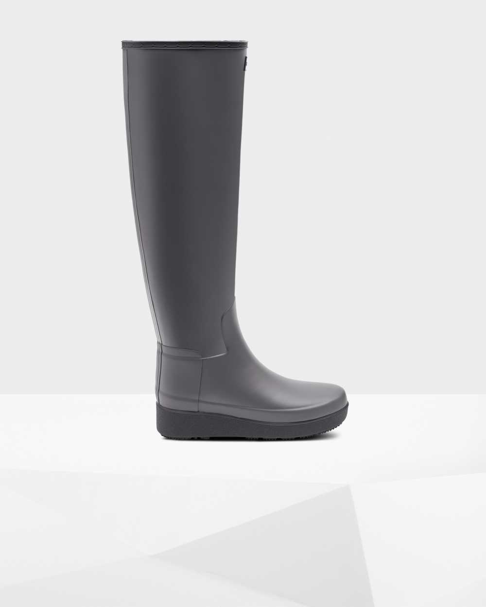 Botas De Agua Mujer - Hunter Refined Slim Fit Creeper Knee-High Gris Claro - HETJQF-091 - Gris Claro